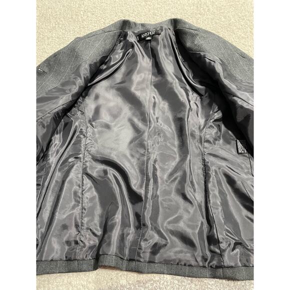 Kasper Womens 12P Petite Single Breasted Blazer Window Pane Plaid Gray 3 Button - Picture 3 of 9